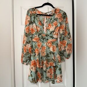 Hello Molly light teal floral dress XS